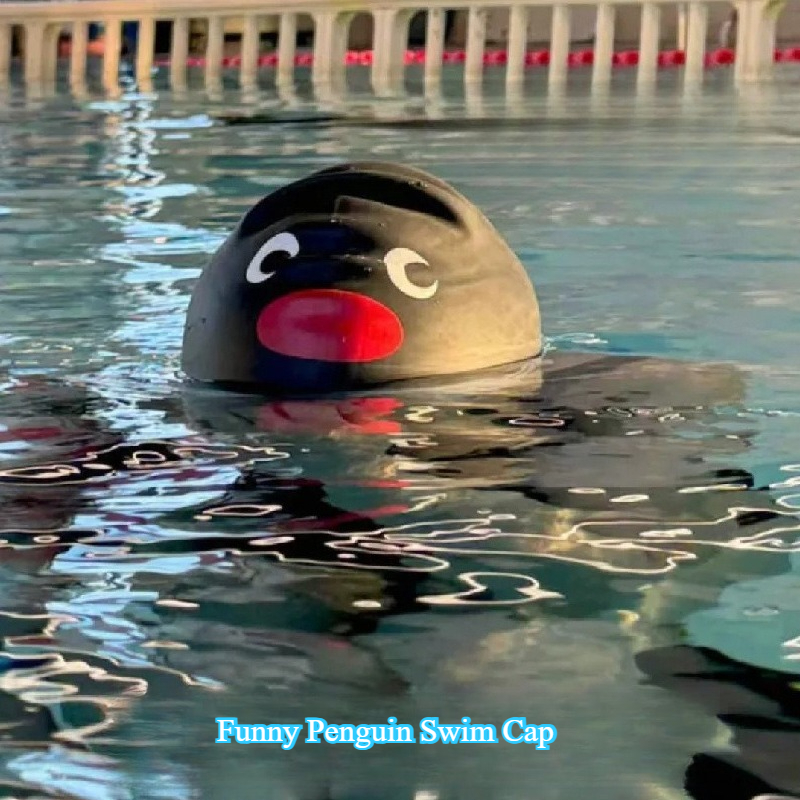 Swim Hat Silicone - Funny Penguin Swim Cap for Adults