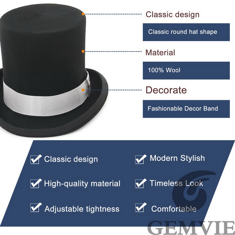 GEMVIE 17cm 100% Wool Felt Top - Fedora Hat Wool recensione e prezzo
