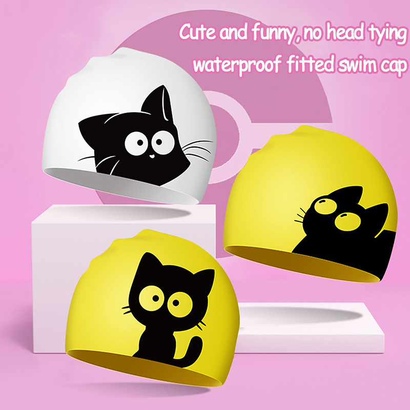 Cute Cat Swimming Cap For Long - Swim Hat Silicone recensione e prezzo