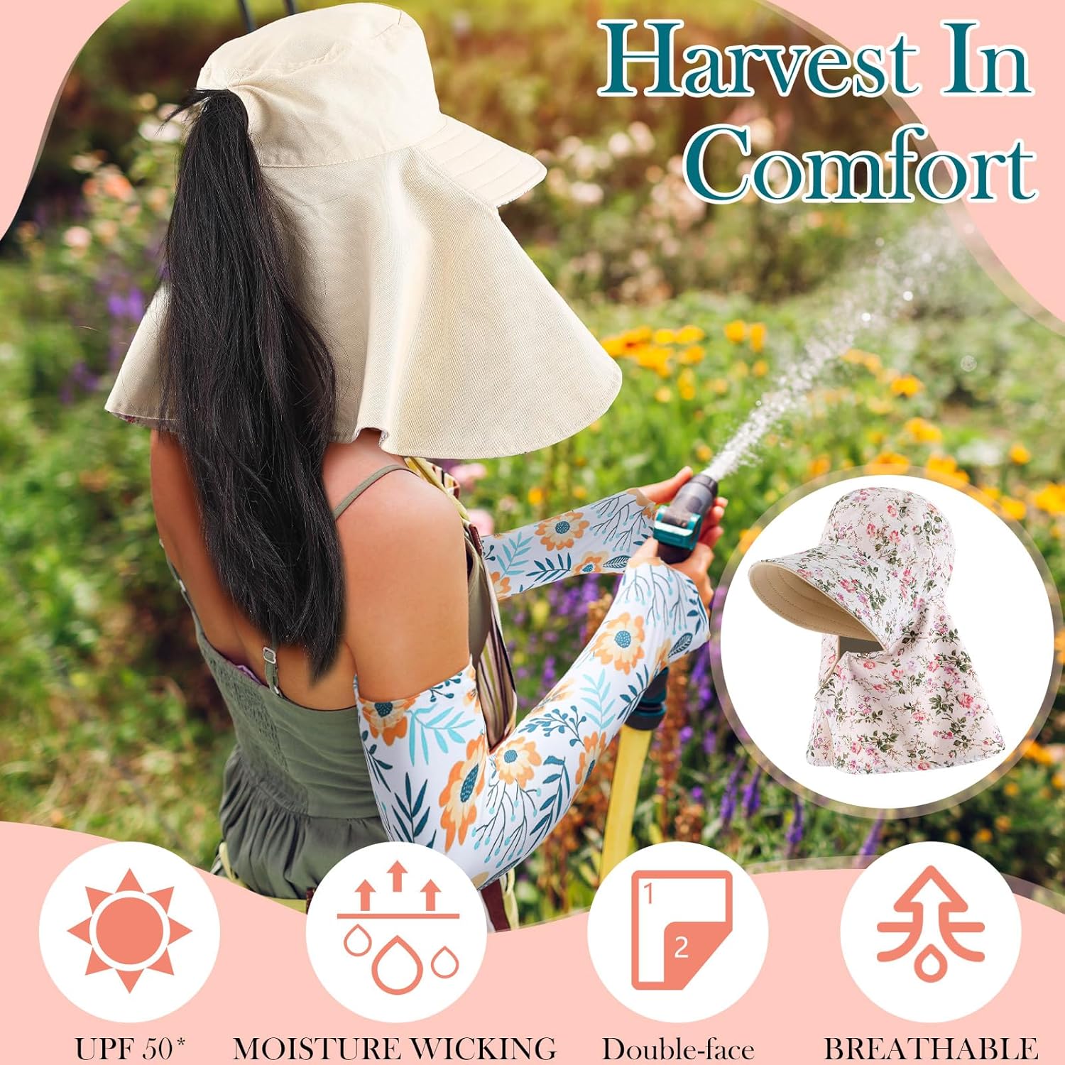2 Pcs Floral Garden Hat for Wo - Sun Hat Wide Brim recensione e prezzo