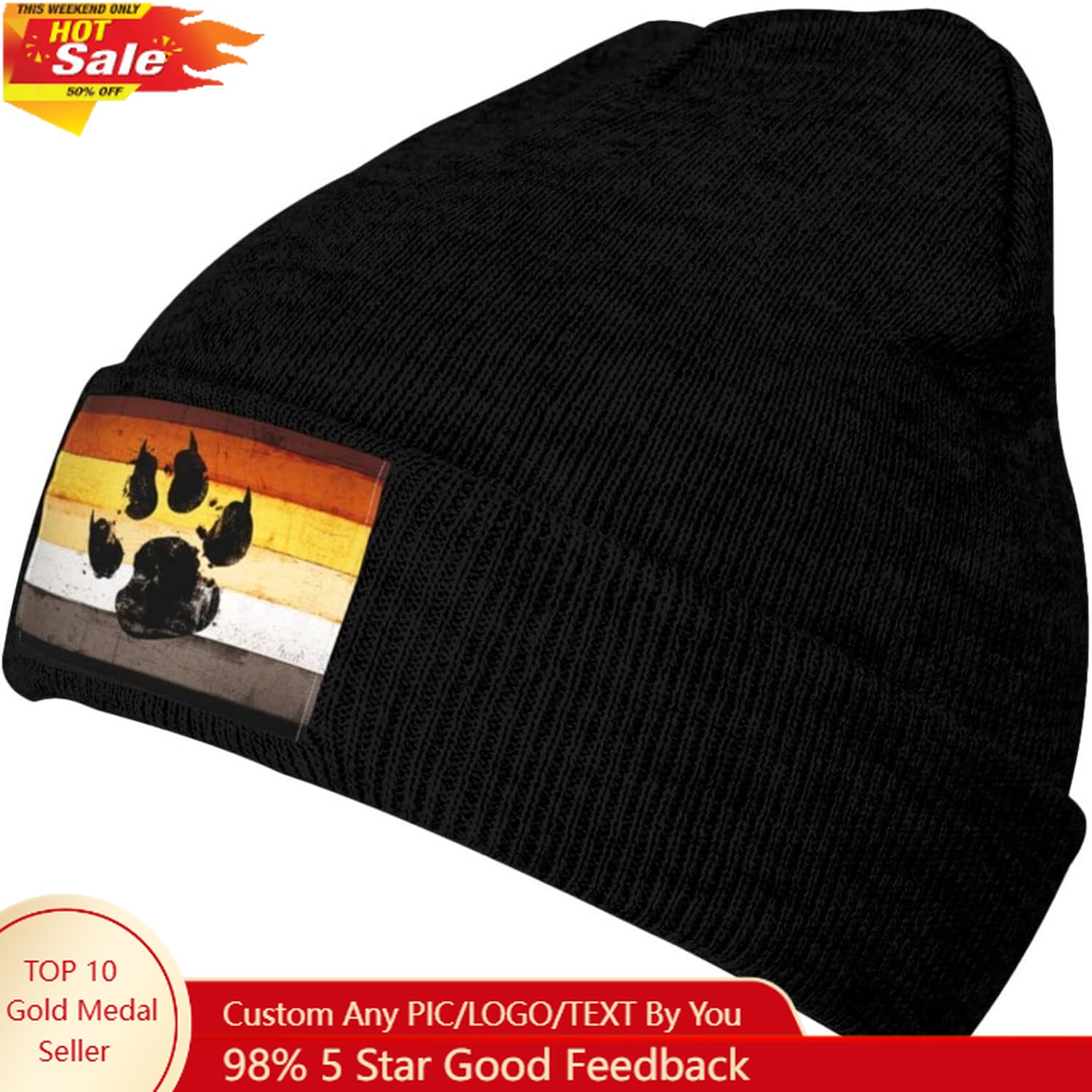 Gay Flag Bear paw LGBT Knit Be - Beanie Cuffed Knit recensione e prezzo