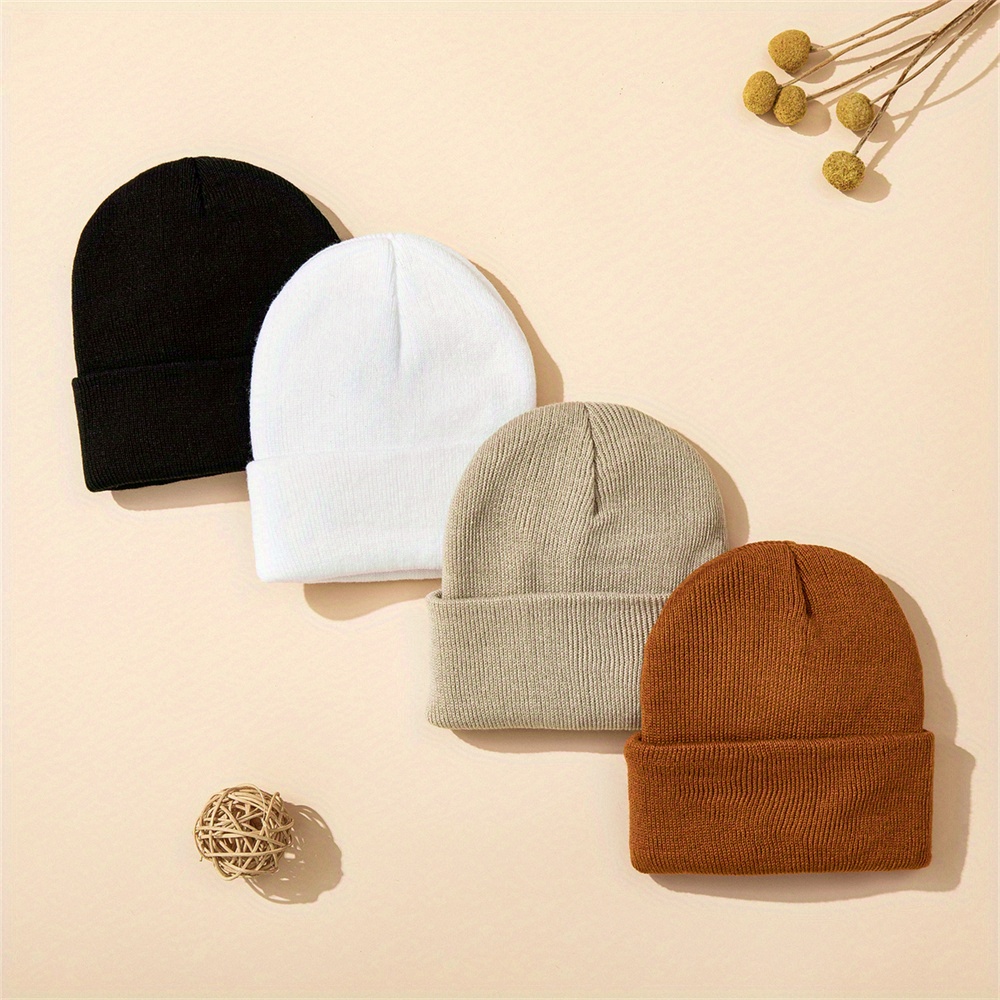4pcs Baby Hat Knit Cuffed Bean - Beanie Cuffed Knit recensione e prezzo