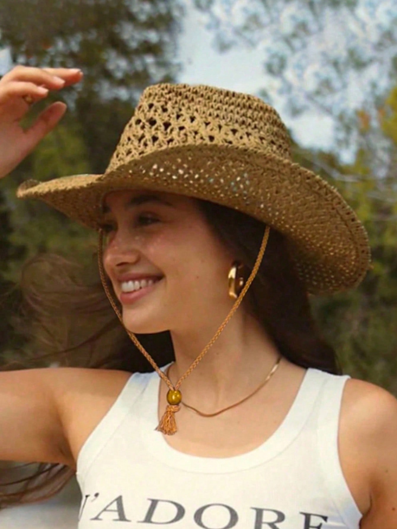 1pc Unisex Retro Hollow Curled - Cowboy Hat Straw recensione e prezzo
